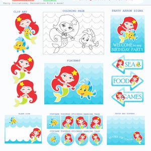 The Little Mermaid Themed Party Kit the Little Mermaid Party Printable ...