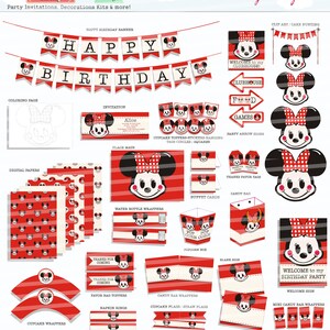 Minnie Maus Geburtstagsparty, Minnie Maus Partydekoration, Minnie Maus Partypaket, druckbare Partydekorationen, Party Pack Printables