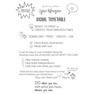 HOMESCHOOL - Visual Timetable-PLANNER - Create your own-Printable - Instant DOWNLOAD - Illustrations - kids - Stay home - Yani Mengoni