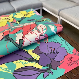 Christmas Gift/Yoga Mat / My Yogis &quot;Classic&quot; Collection / Yoga Fitness Pilates Meditation Mat / Natural Rubber PU / Hand Drawn Designs