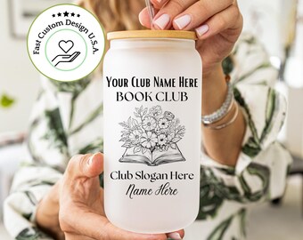 Personalized Book Club Cup With Straw - Book Club Iced Coffee Cup - Book Lover Tumbler- Book Club Glass Cup - Custom Coffee Glass With Lid