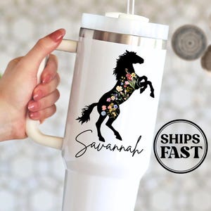 Custom Horse Tumbler 40 oz Tumbler With Handle Stainless Steel Double Insulated Travel Cup 20oz Skinny Tumbler With Straw Horse Lover Gift