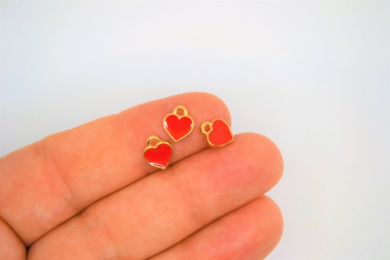 Heart Charm Bulk TINY Heart Charm RED heart charms Bulk Heart Charms For Earring Heart Charms For Bracelet Little Girl/'s Heart Charm