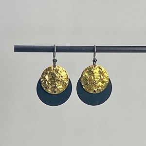 Double Circle Overlay Earrings -- Two Hook Options, Slim Long or Hypoallergenic Niobium with Sterling Silver Beads