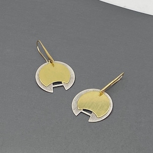 Geometric Silver Gold Circle Overlay Earrings