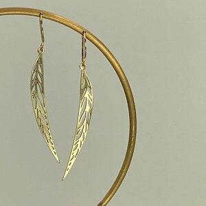 Slim Leaf Gold Filled Earrings