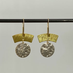 Elegant Silver Gold Geometric Textured Earrings
