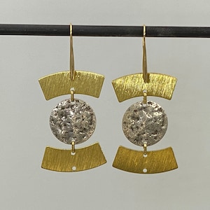 Exquisite Silver Gold Geometric Textured Statement Earrings