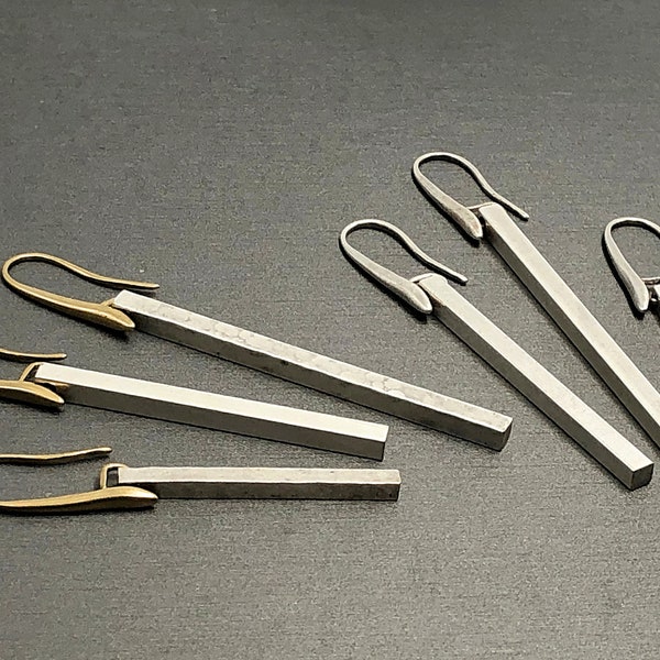 Minimalist Silver Bar Earrings ** 3 Lengths & Free Bonus Pair **