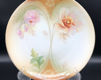 Vintage RS Germany Porcelain Plate: Poppies & Gold Decor, c.1920s