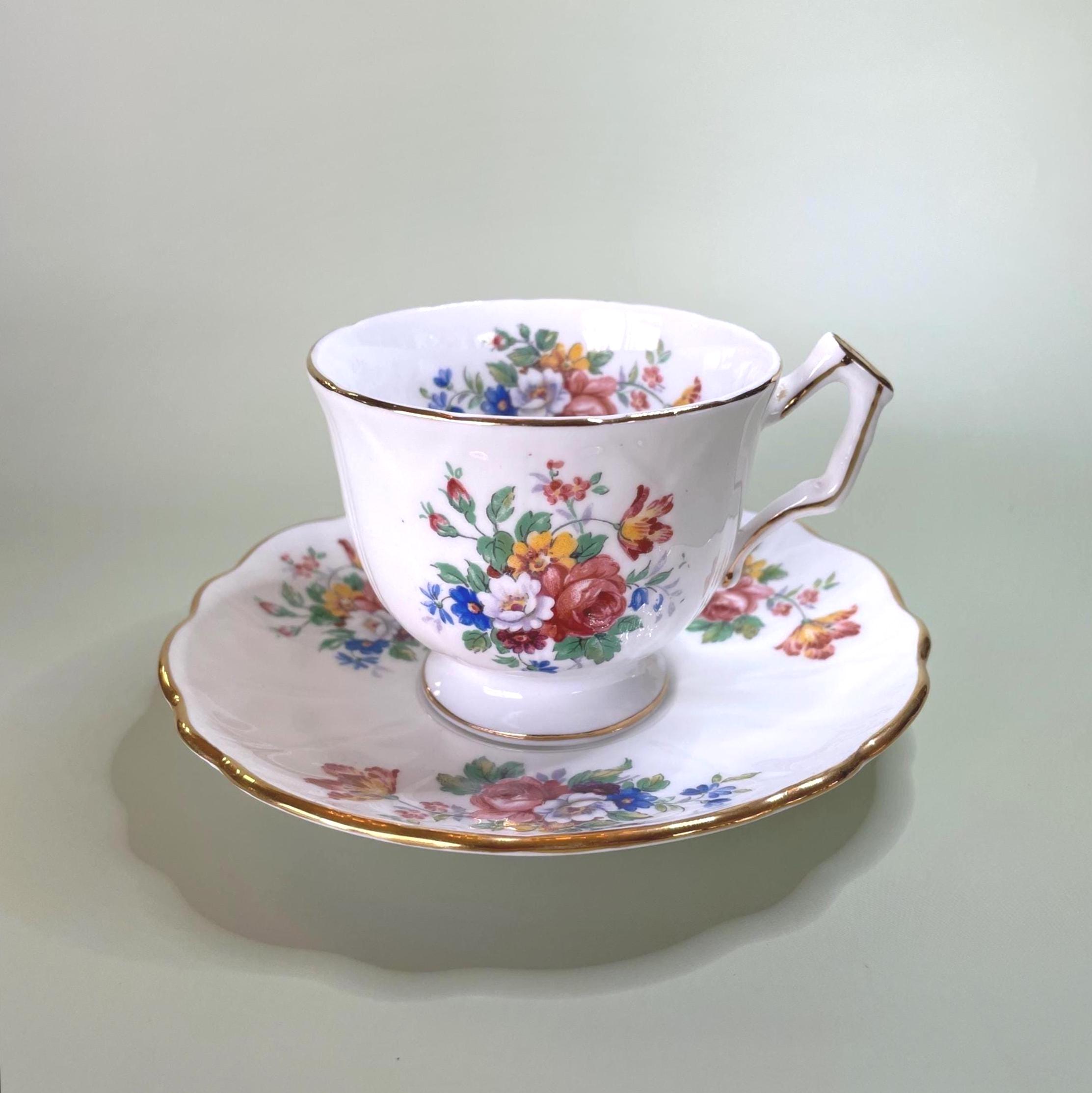 工芸品 ENGLISH FINE BONE CHINA Aynsley English Fine Bone China, Colorful Mixed Floral - Vintage