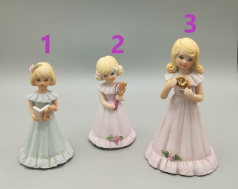 Vintage Enesco Growing Up Birthday Girl Figurine: Nine Year Old, Japan Porcelain