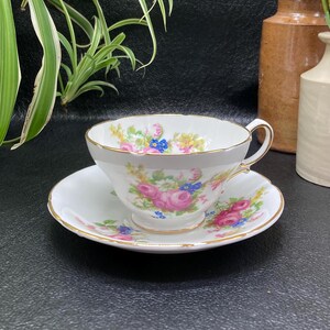 Vintage English Teacup and Saucer by Stanley Fine Bone China, English Posies,  1950&#39;s