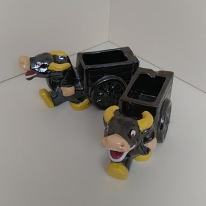 Vintage Ceramic/Pottery Whimsical Bull/Cow Planters, Vintage Planters, Vintage Lusterware Planters, c. 1950's -1960's