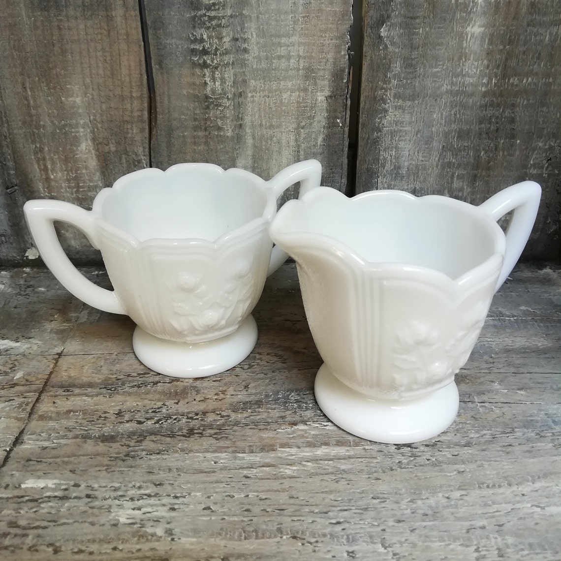 Imperial Glass Company Vintage Milk Glass Pot of Roses Etsy