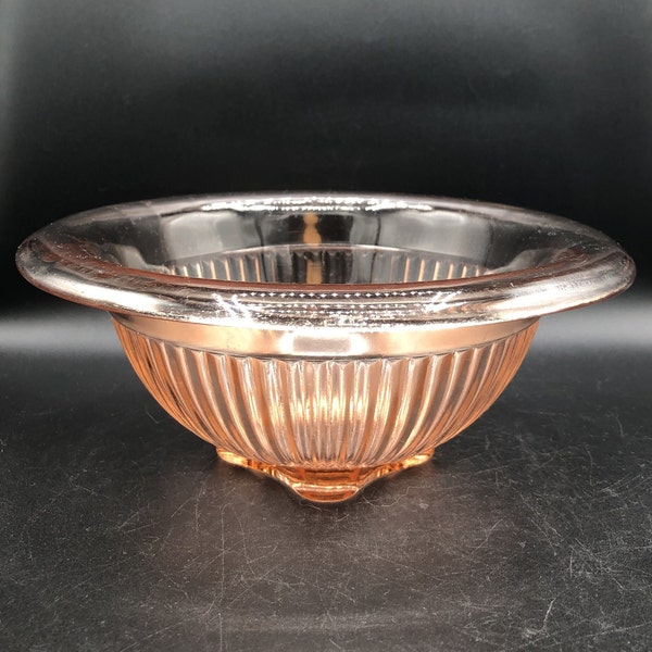 Vintage Hazel Atlas Rolled Edge Pink Depression Glass 9" Mixing/Serving Bowl, c. 1930's