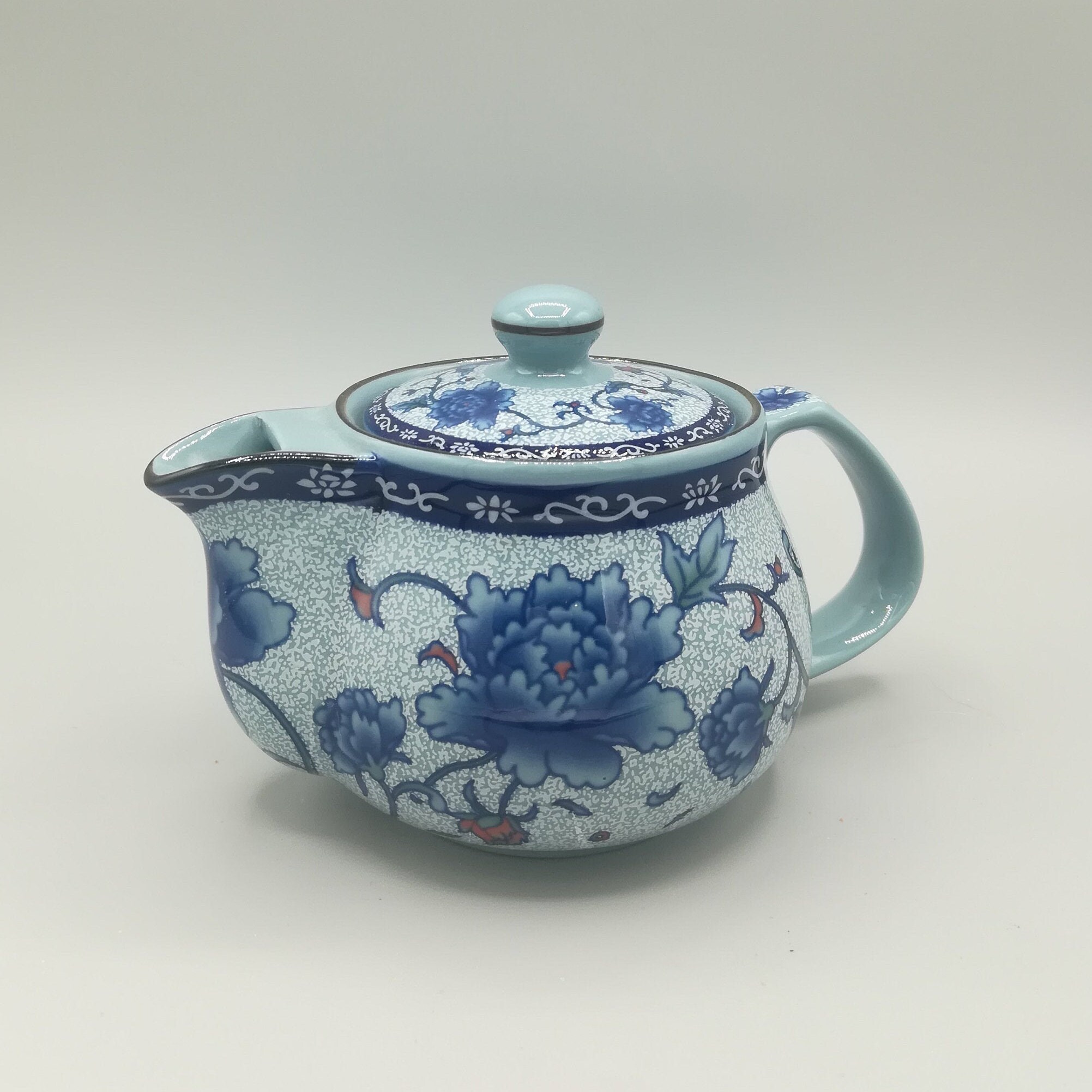 Vintage Personal Teapot Made in Japan Glazed Pottery Blue Etsy