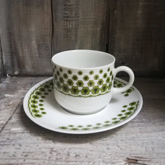 Arzberg Germany Porcelain Tea Cups Saucers Set Of 4 1950s Excellent