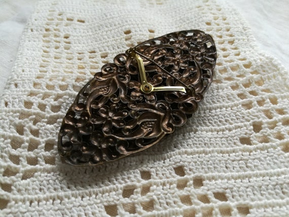 Large Antique Victorian/Edwardian Filigree Metal … - image 9