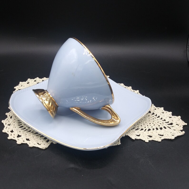 Periwinkle Blue Vintage Snack Set Small Square Etsy