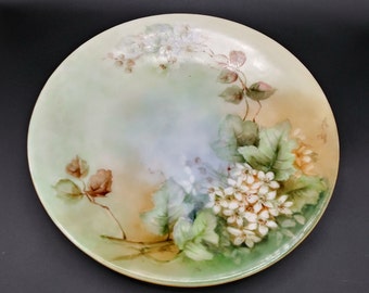 J. P. L. France Limoges Plate With Hand Painted Small White J. P. L. France Limoges Plate With Hand Painted Small White