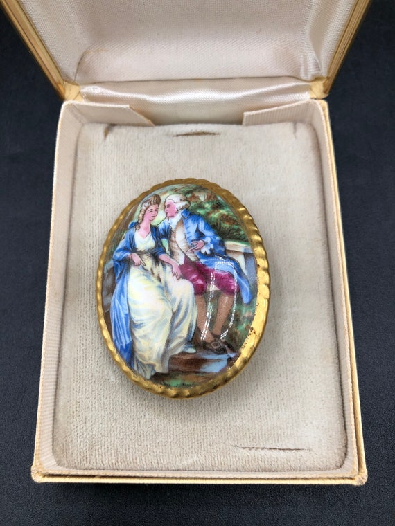 Aynsley Hand Painted Victorian Courting Couple Bro