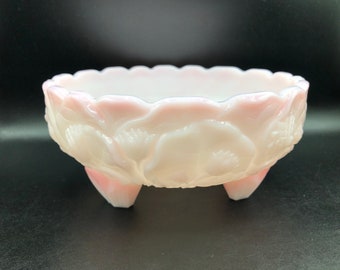 Vintage Fenton Rosaline Water Lily Footed Bowl, c. 1970's