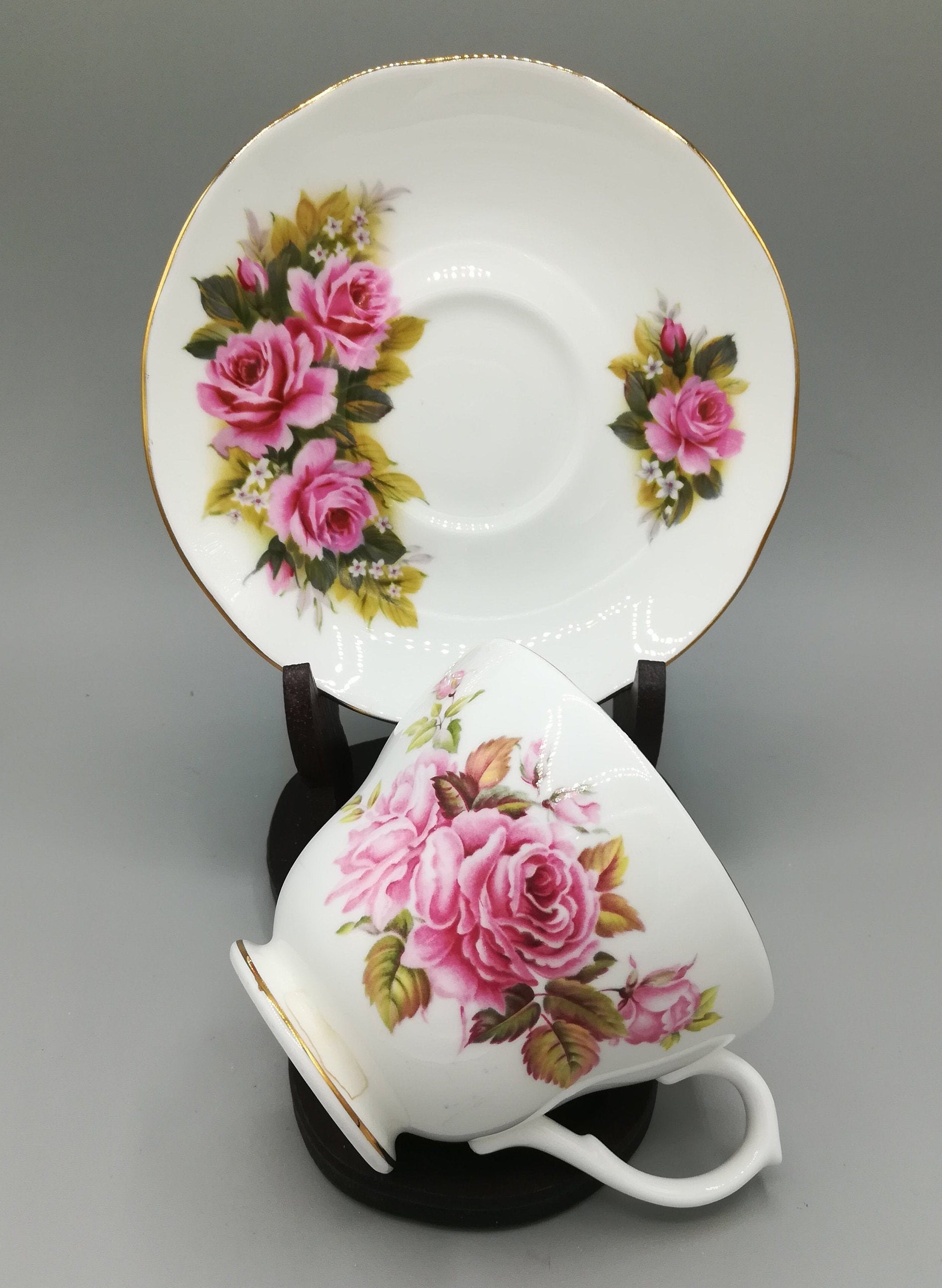 Duchess Bone China England Pink Roses Patterned Vintage Etsy