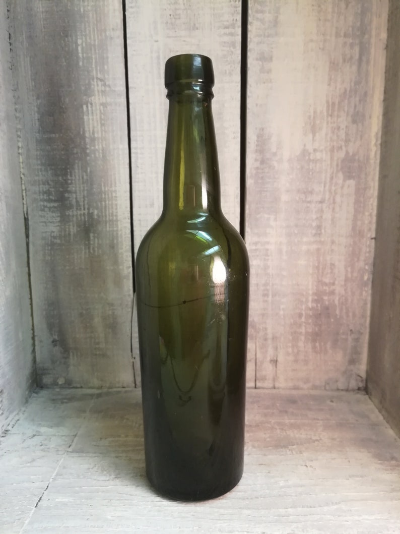 Vintage/Antique Dark Green Liquor Bottle with Concave Bottom Etsy