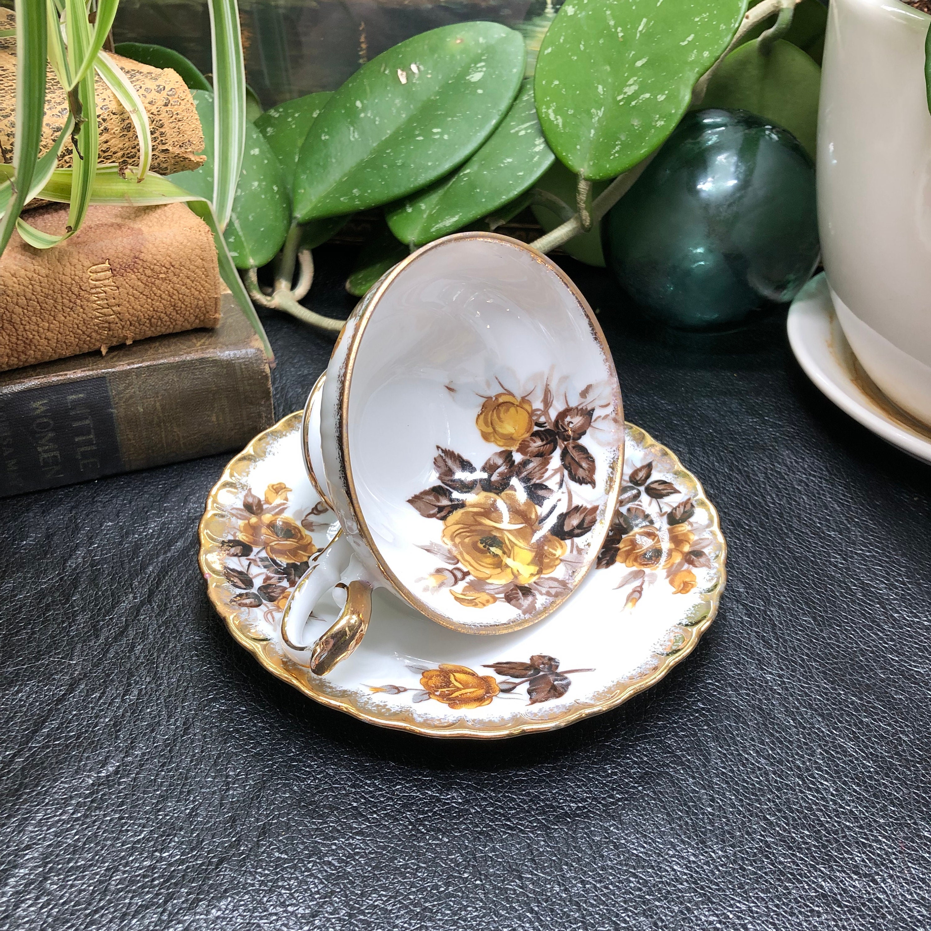 【12月スーパーSALE 15%OFF】 Relco Yellow With Saucer and Teacup Footed Vintage Japan, 工芸品
