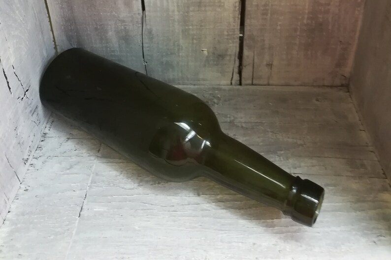 Vintage/Antique Dark Green Liquor Bottle with Concave Bottom Etsy