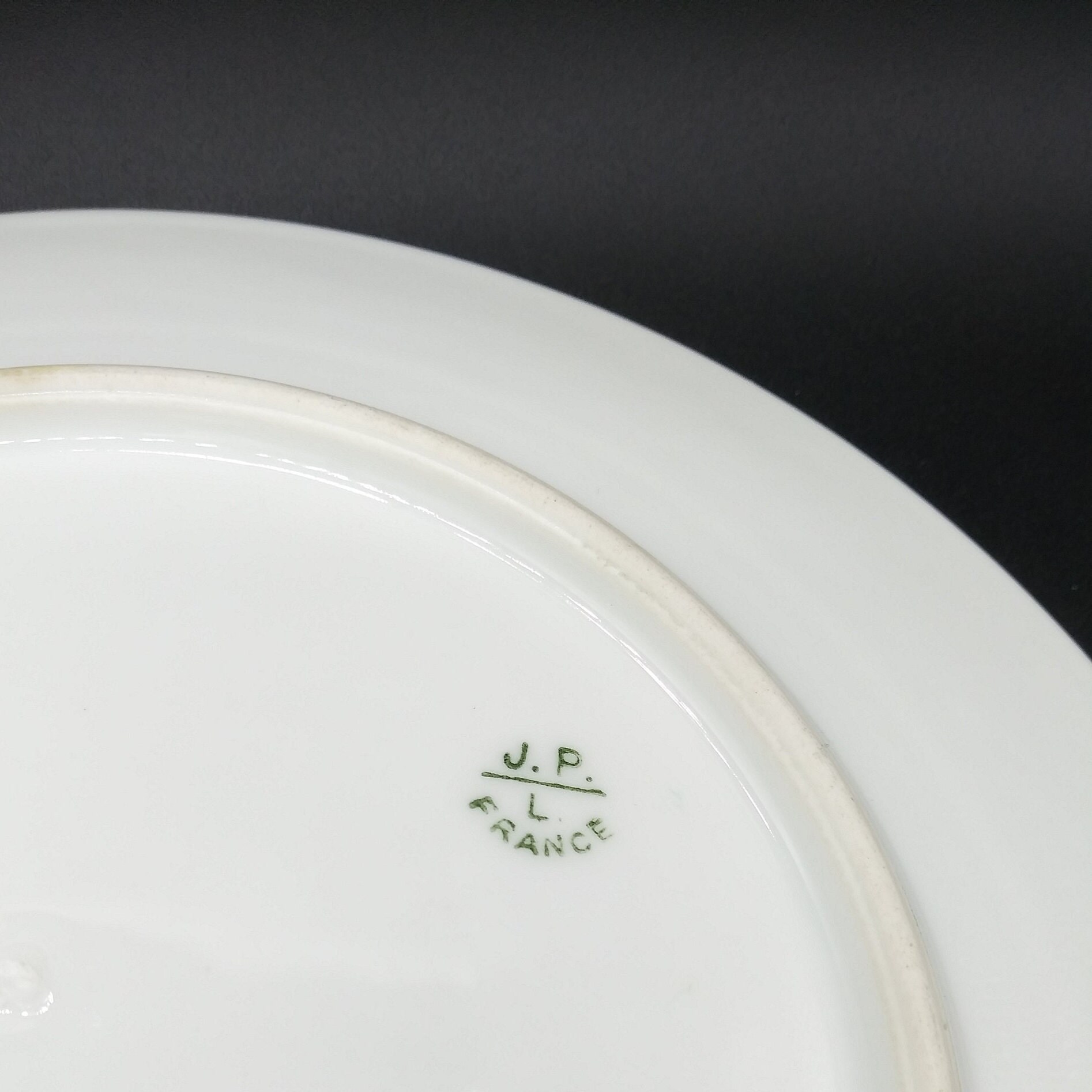 アンティーク1911 JPL FRANCE JPouyat LIMOGES 回りくどい 緑葉