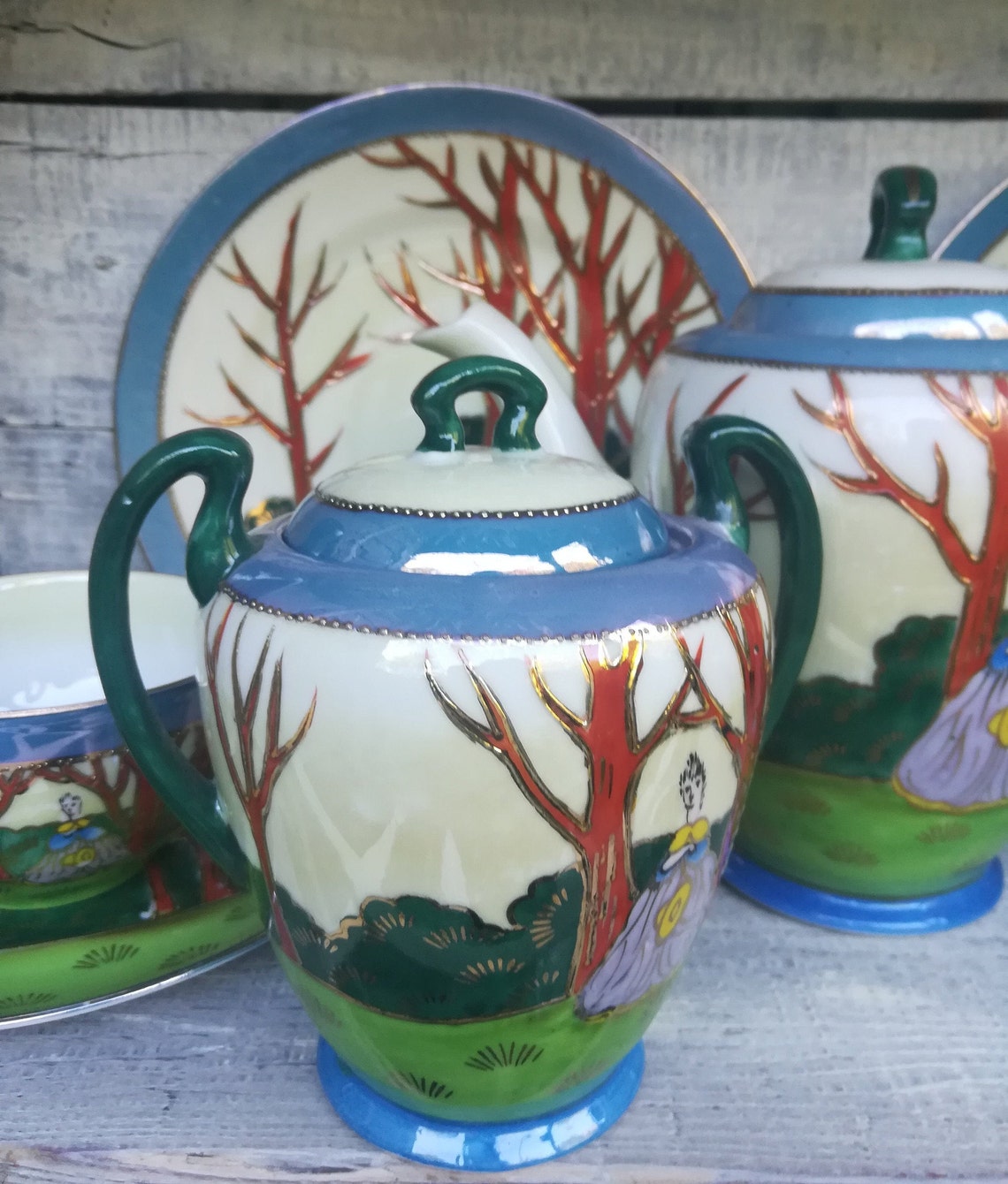 Vintage Tea Set Hand Painted Made in Japan Complete Tea Etsy