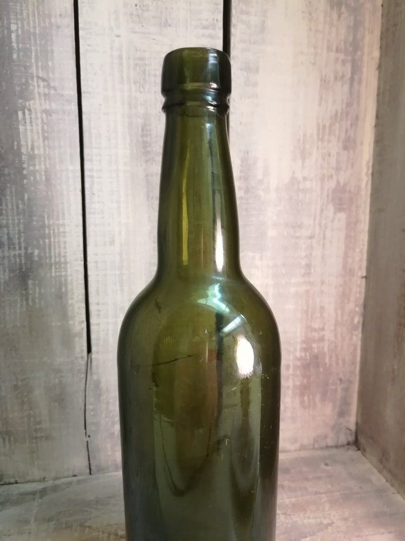 Vintage/Antique Dark Green Liquor Bottle with Concave Bottom Etsy