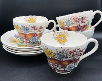 Spode China Reynolds Pattern: Vintage Teacup and Saucer Set