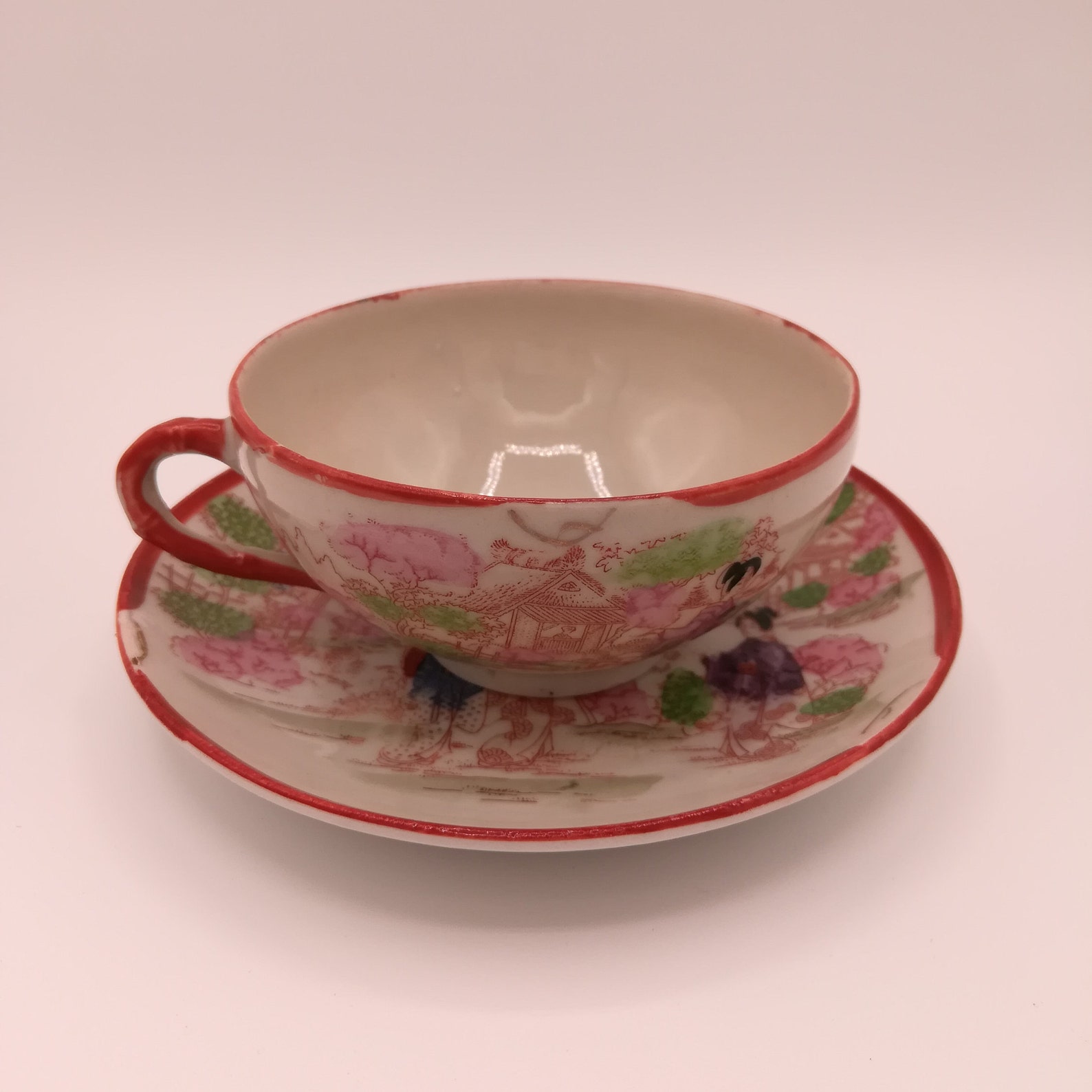 Vintage NIPPON Mark Hand Painted Geisha and Cherry Blossom Etsy