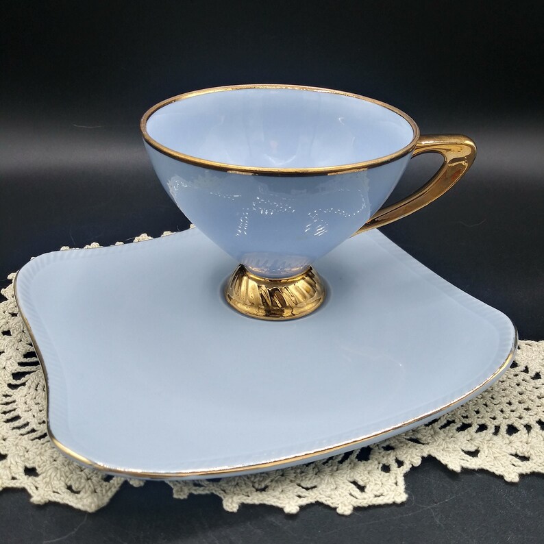 Periwinkle Blue Vintage Snack Set Small Square Etsy
