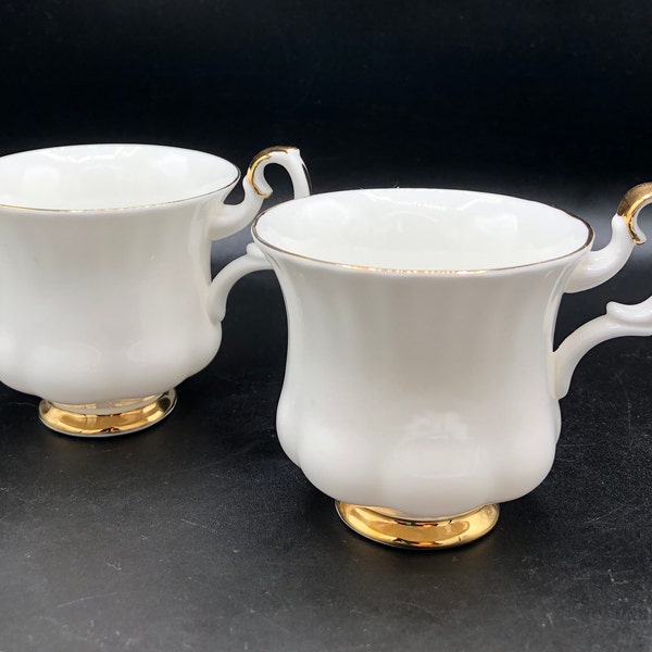 Vintage Royal Albert "Val D'or" Demitasse Teacups, All White with Gold Trim, c. 1950's - 1960's
