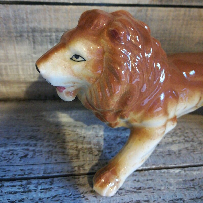 1950/'s 1940/'s King of the Jungle made in JAPAN c Glazed Hand Painted Ceramic Vintage Lion Figurine