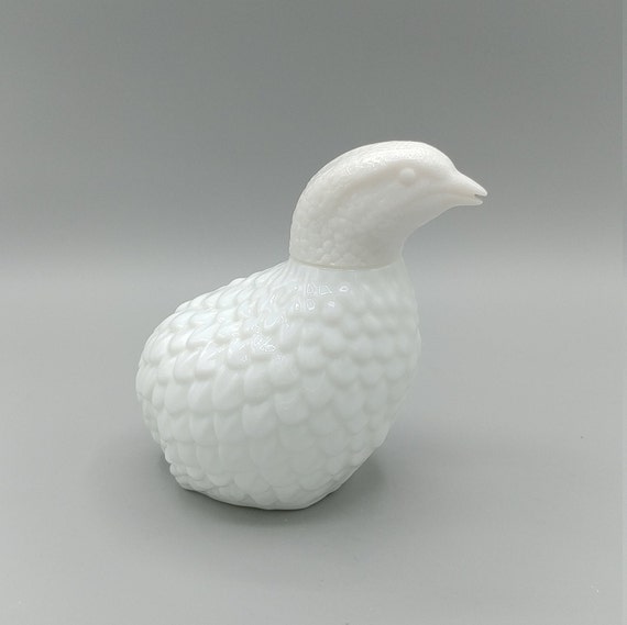 Vintage AVON Milk Glass Partridge Perfume Bottle,… - image 1