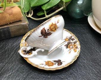 Relco Japan, Vintage Footed Teacup and Saucer With Yellow