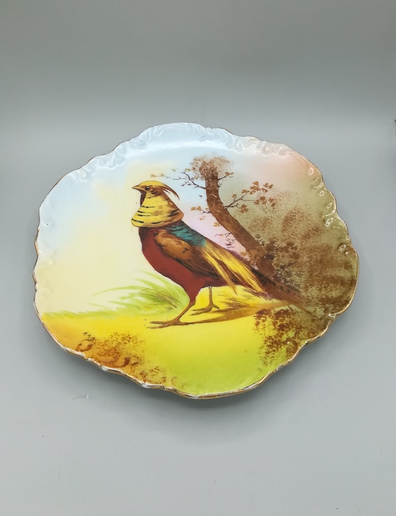 Coronet Limoges France, Hand Painted, Embossed Bird Plate, C. 1900
