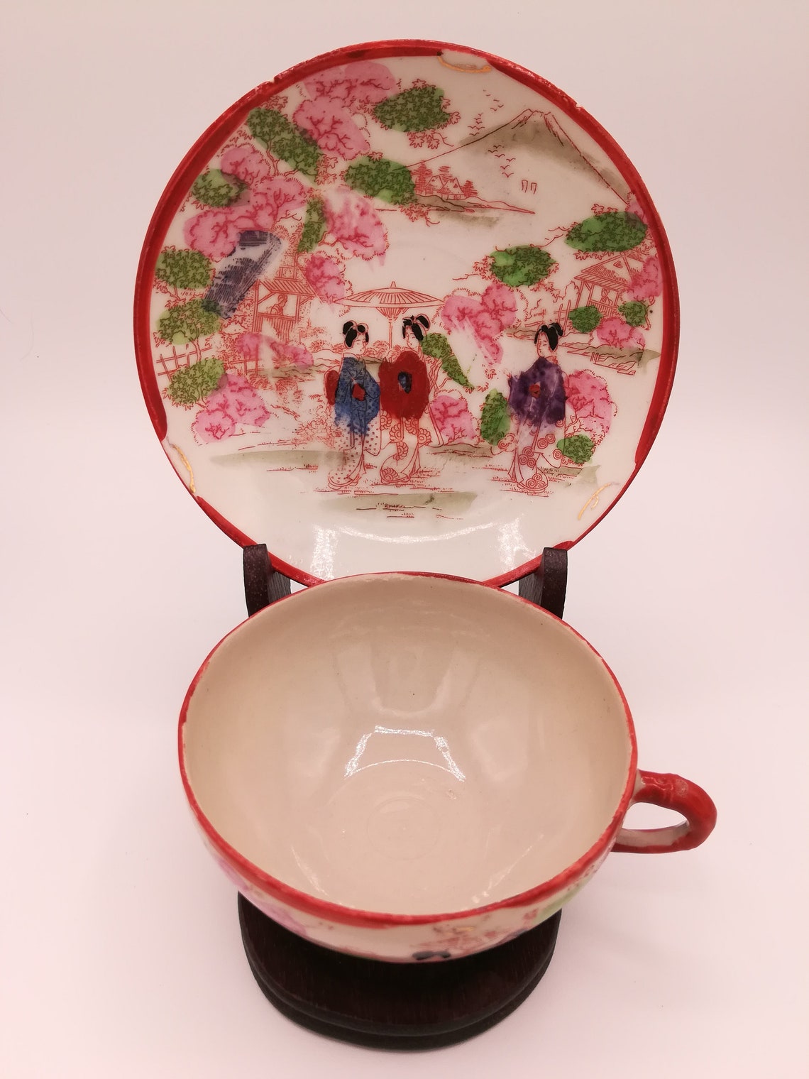 Vintage NIPPON Mark Hand Painted Geisha and Cherry Blossom Etsy