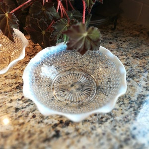 Vintage Anchor Hocking Moonstone Bowl, Opalescent Hobnail Glass, 1940s