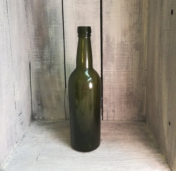 Vintage/Antique Dark Green Liquor Bottle with Concave Bottom Etsy