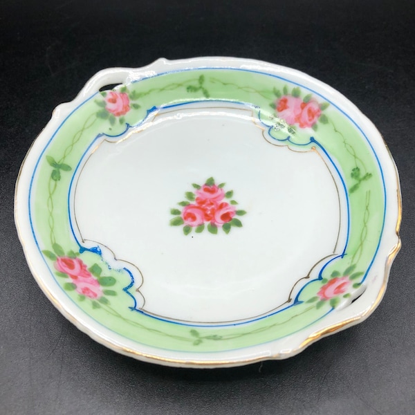 Small Vintage NIPPON Porcelain Trinket Dish/Decorative Hand Painted Porcelain Rose Dish, c. 1920's