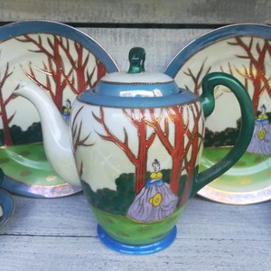 Vintage Hand Painted Tea Set for Two: Japanese Princess Tea Service, 1930s-40s