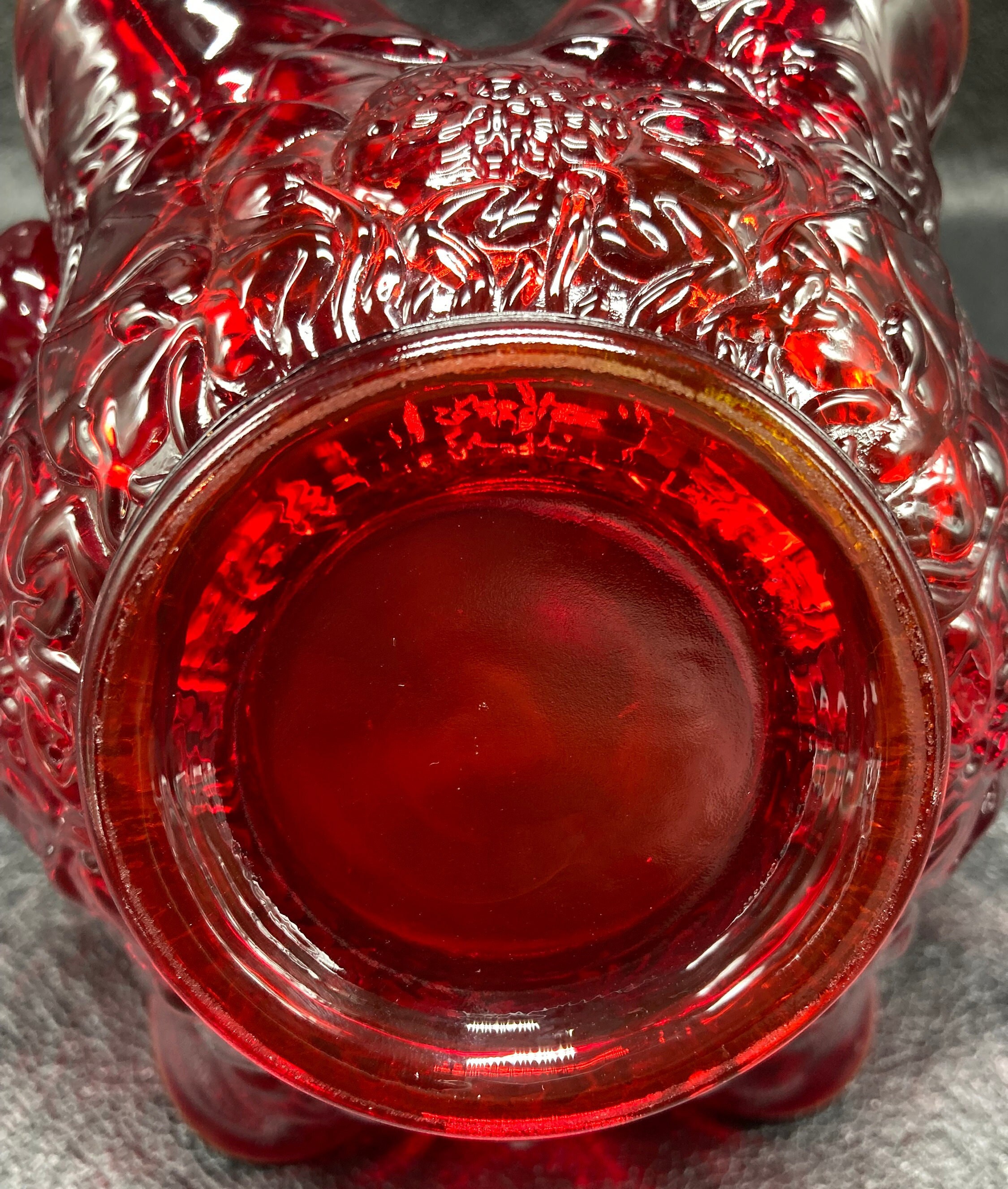 Vintage Fenton Brides Basket Wave Edge, Ruby Red