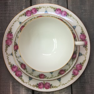 Thomas Bavaria, Porcelain Tea Cup, Saucer and Luncheon Plate, Three Piece Set, c. 1950&#39;s - 1960&#39;s