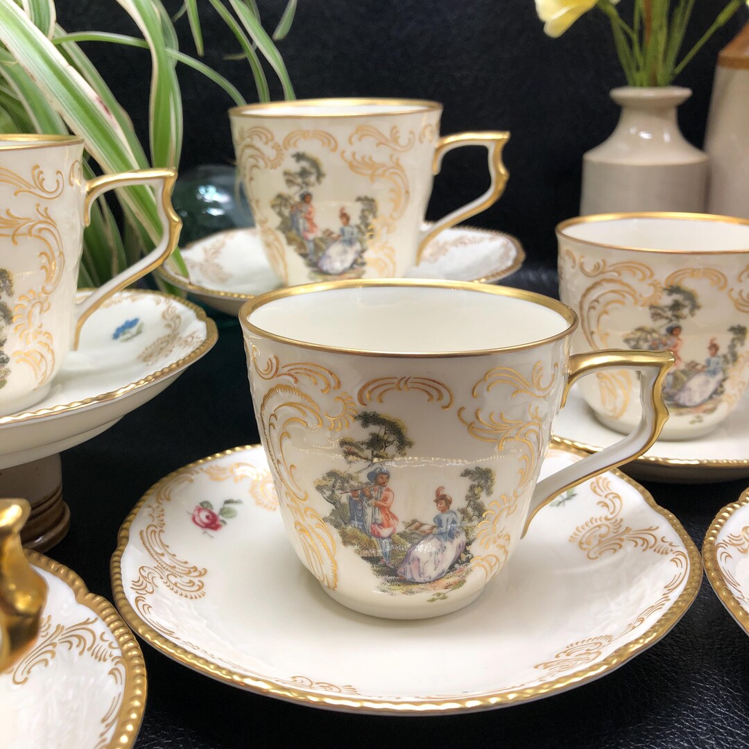 Rosenthal Classic Rose Teacup & Saucer: Fragonard Courting Couple